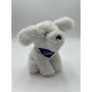 2025 My Lowe's Rewards Member White Puppy Dog Plush Blue Logo Bandana
